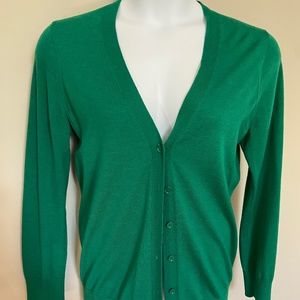 J Crew Factory Kelly green Patricks merino boyfriend cardigan sweater, sz L